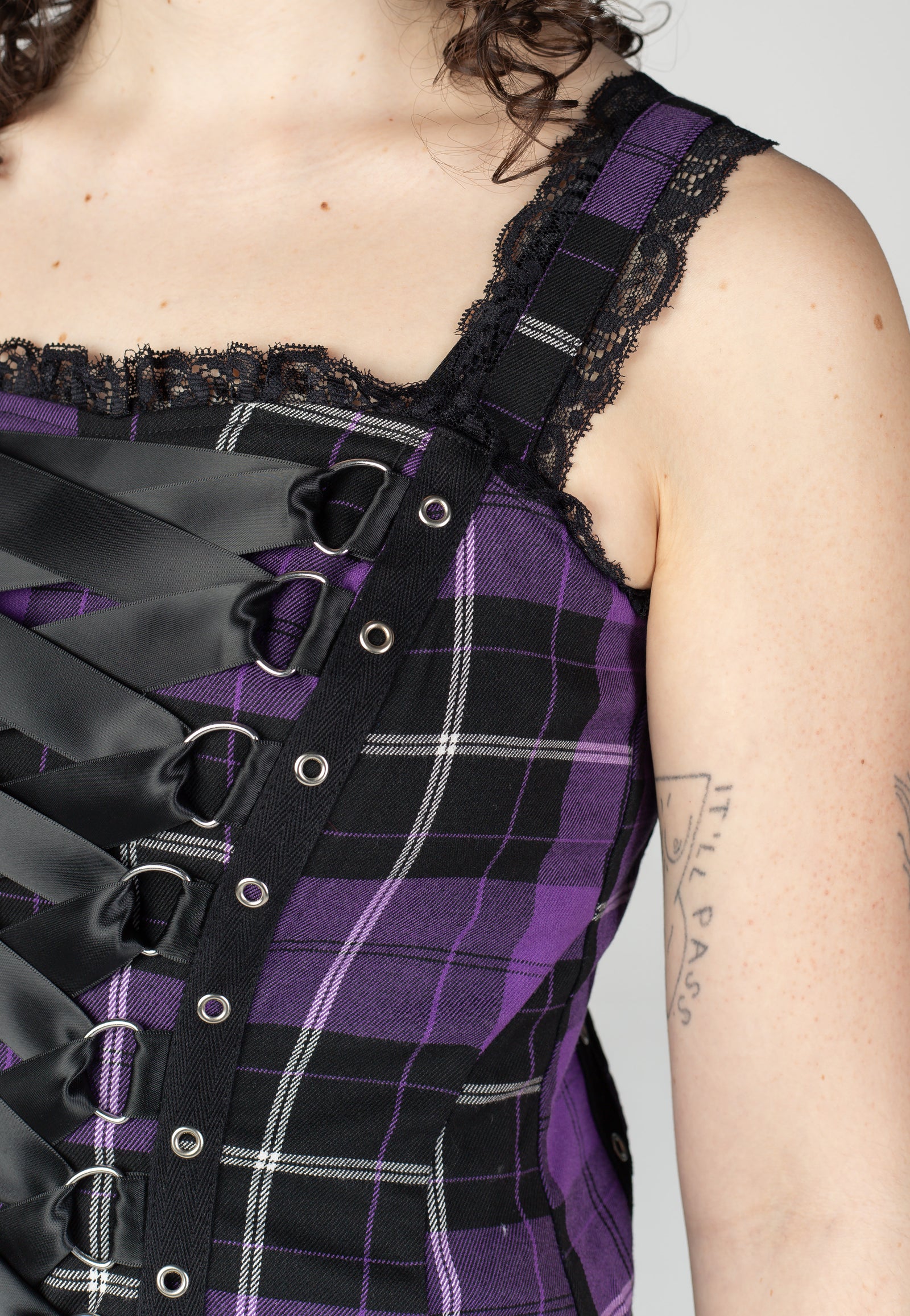 Hellbunny - Harley C Tartan Purple - Dress
