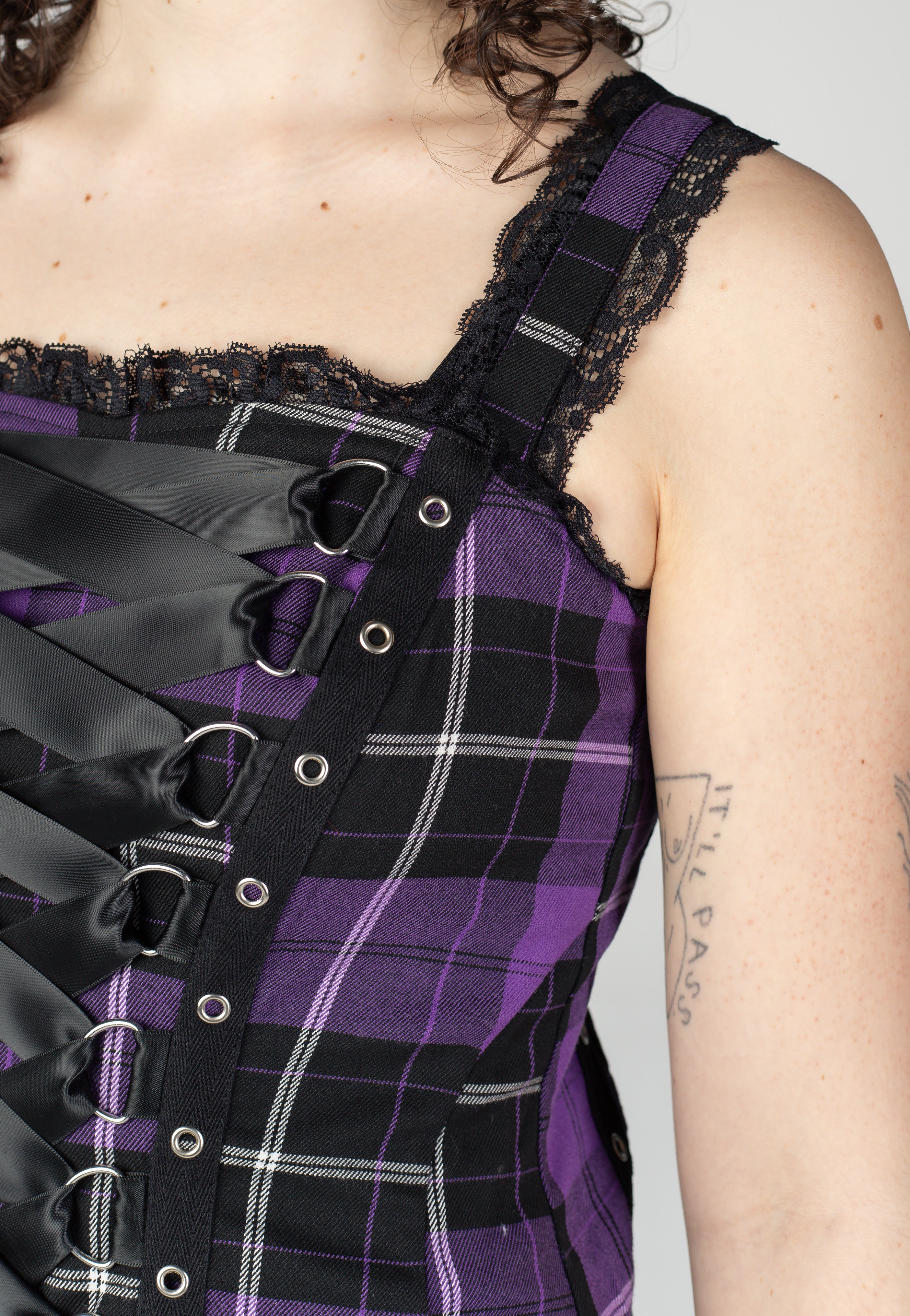 Hellbunny - Harley C Tartan Purple - Dress | Women-Image
