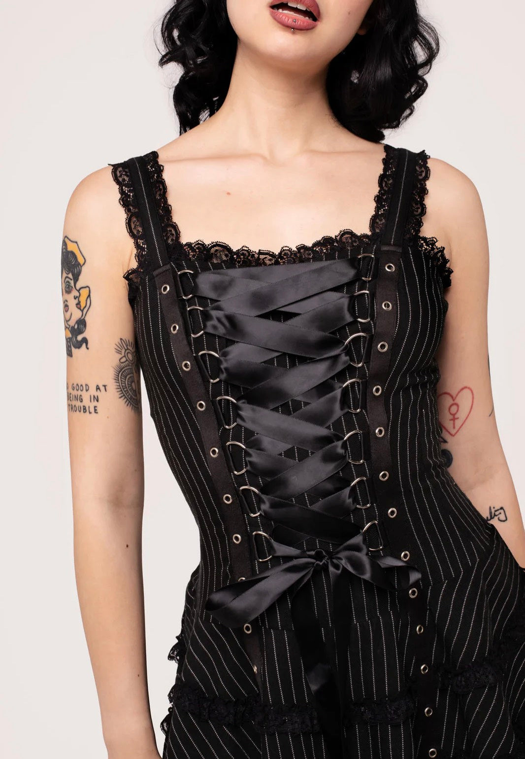 Hellbunny - Harley Pinstripe Black/White - Dress | Women-Image
