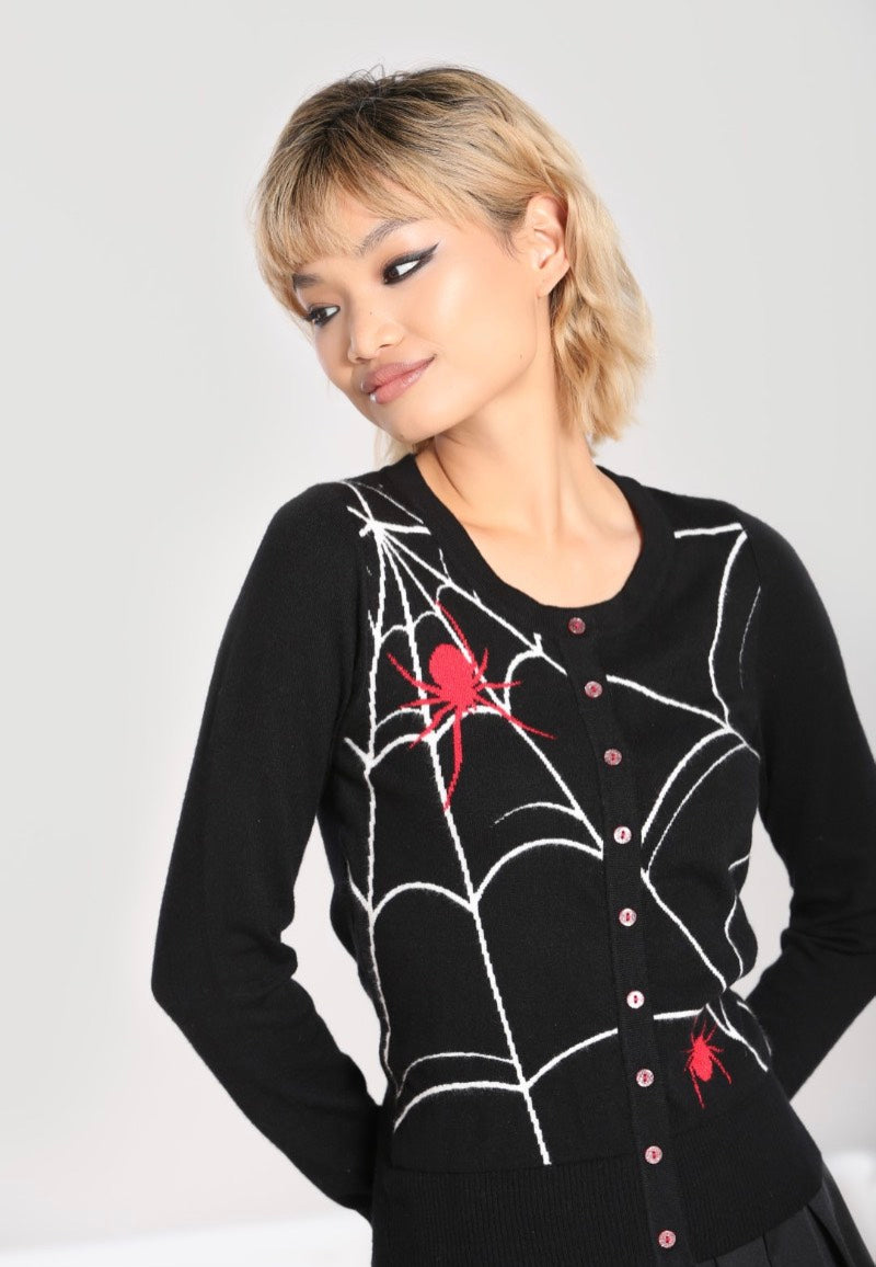 Hellbunny - In A Web Black-Red - Cardigan