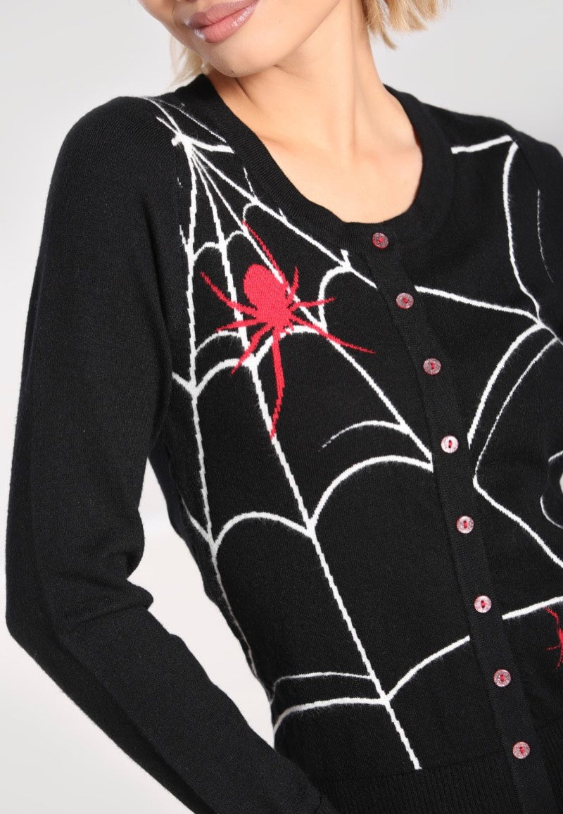 Hellbunny - In A Web Black-Red - Cardigan