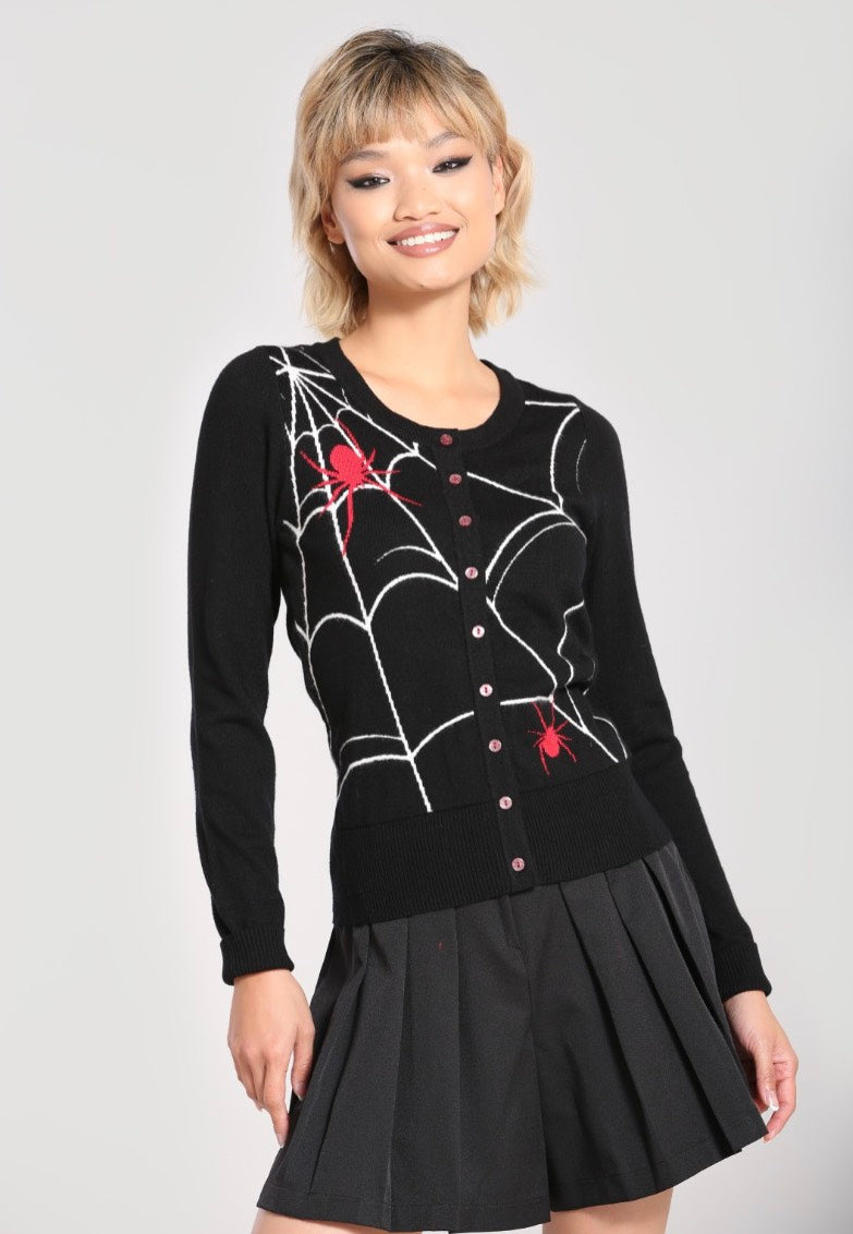 Hellbunny - In A Web Black-Red - Cardigan