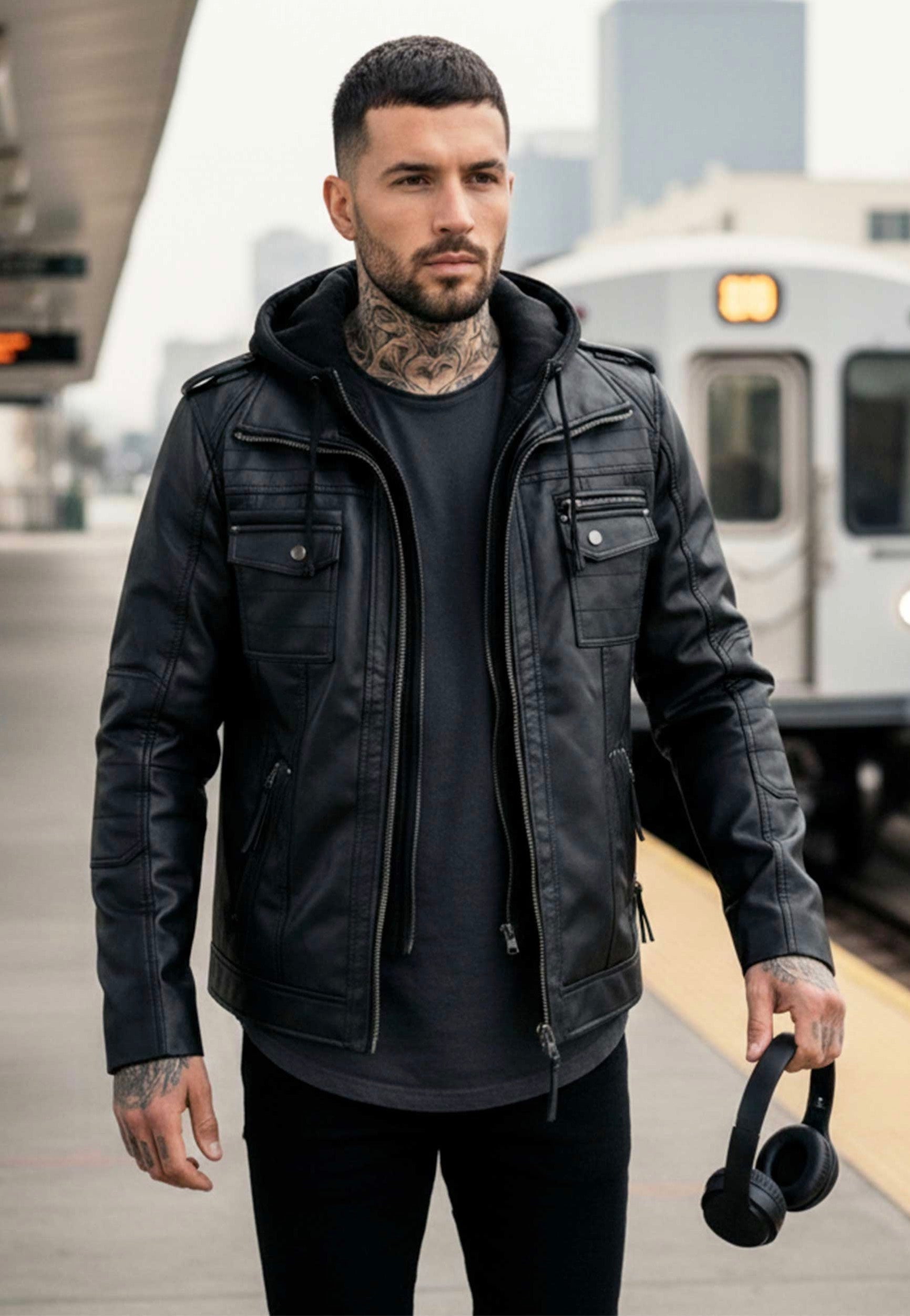 Brandit - Black Rock - Leather Jacket | Men-Image