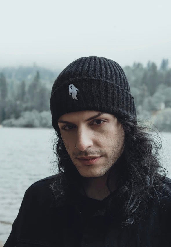 Lively Ghosts Ghostie Midnight Black Beanie