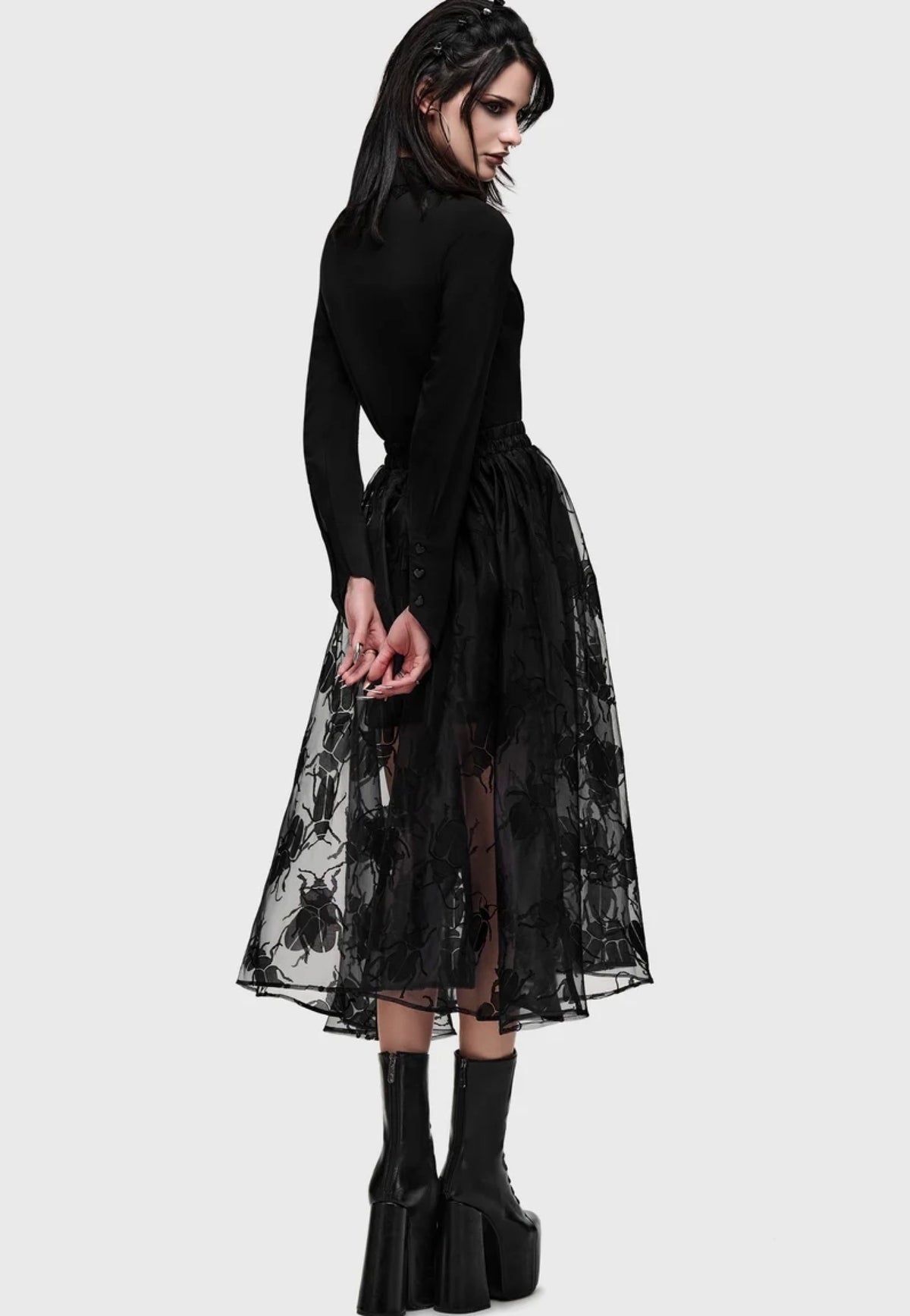 Killstar Insecta Midi Black Skirt