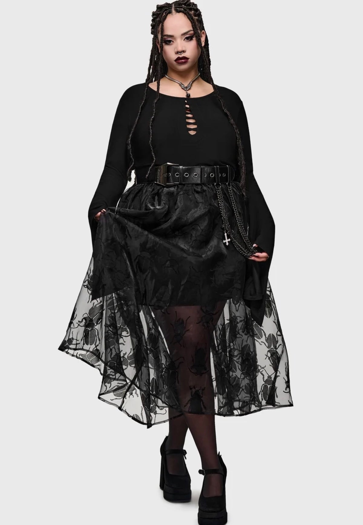 Killstar Insecta Midi Black Skirt