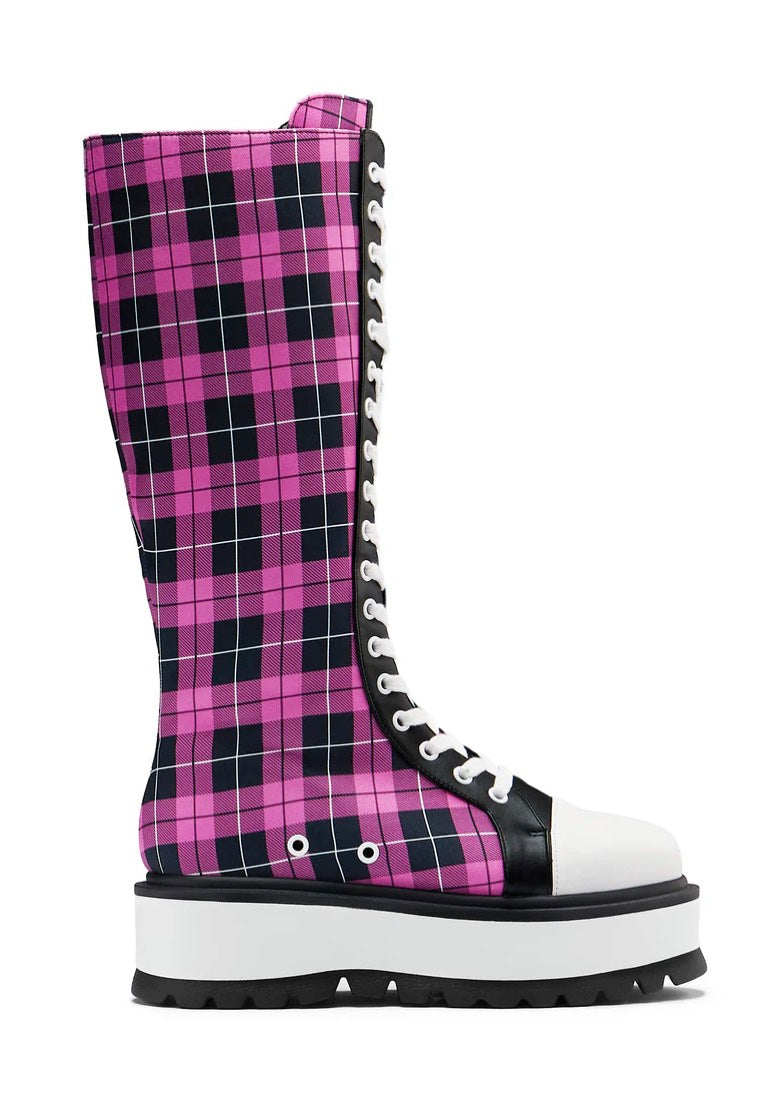 Koi Footwear - Irrelevant Long Platform Pink Check - Girl Shoes | Women-Image
