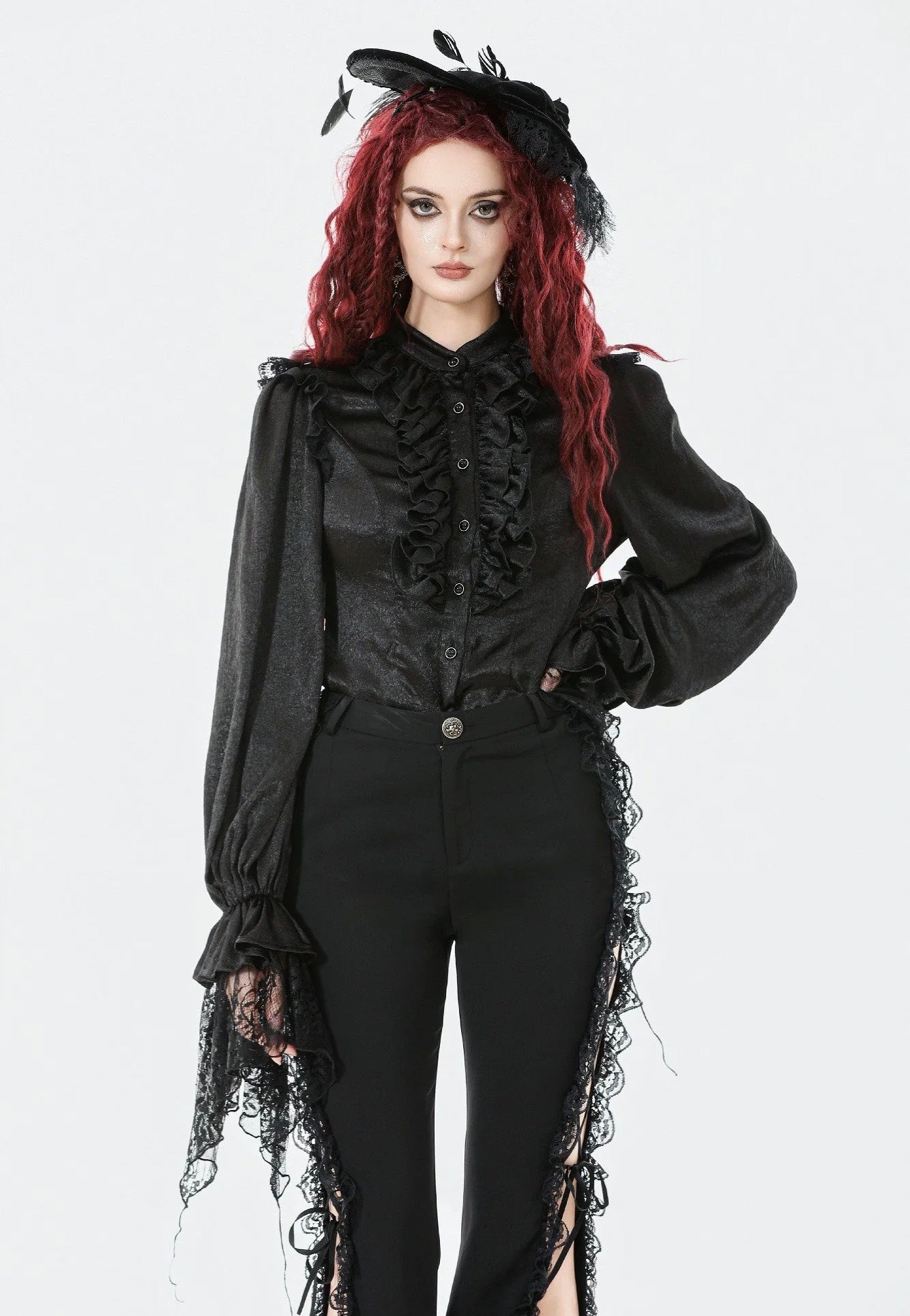 Dark In Love - Nocturne Ruffle Gothic - Blouse | Women-Image