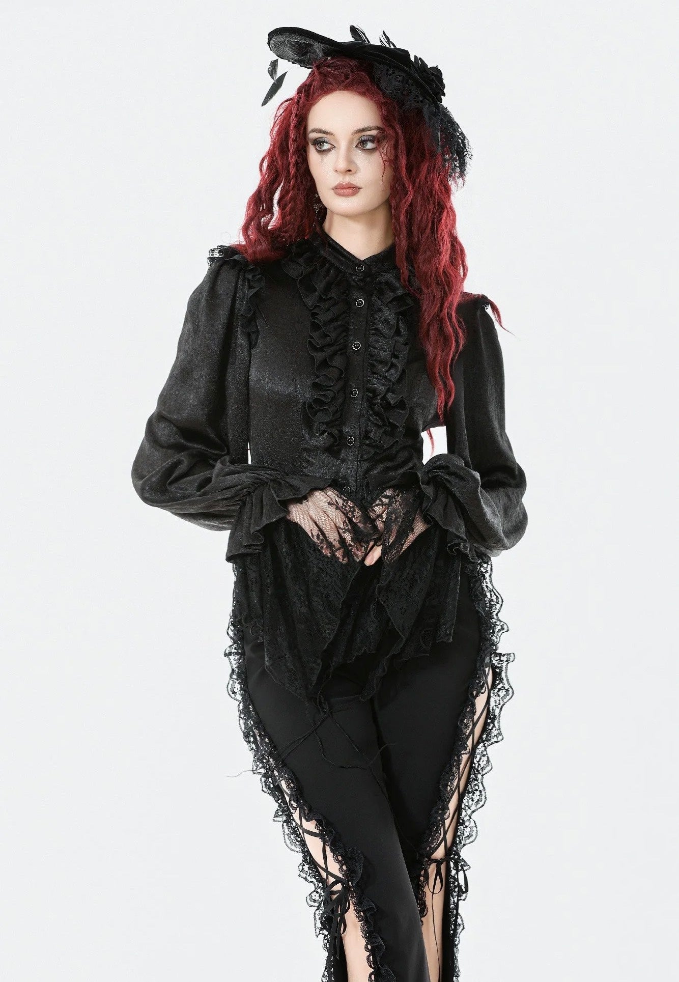 Dark In Love - Nocturne Ruffle Gothic - Blouse | Women-Image