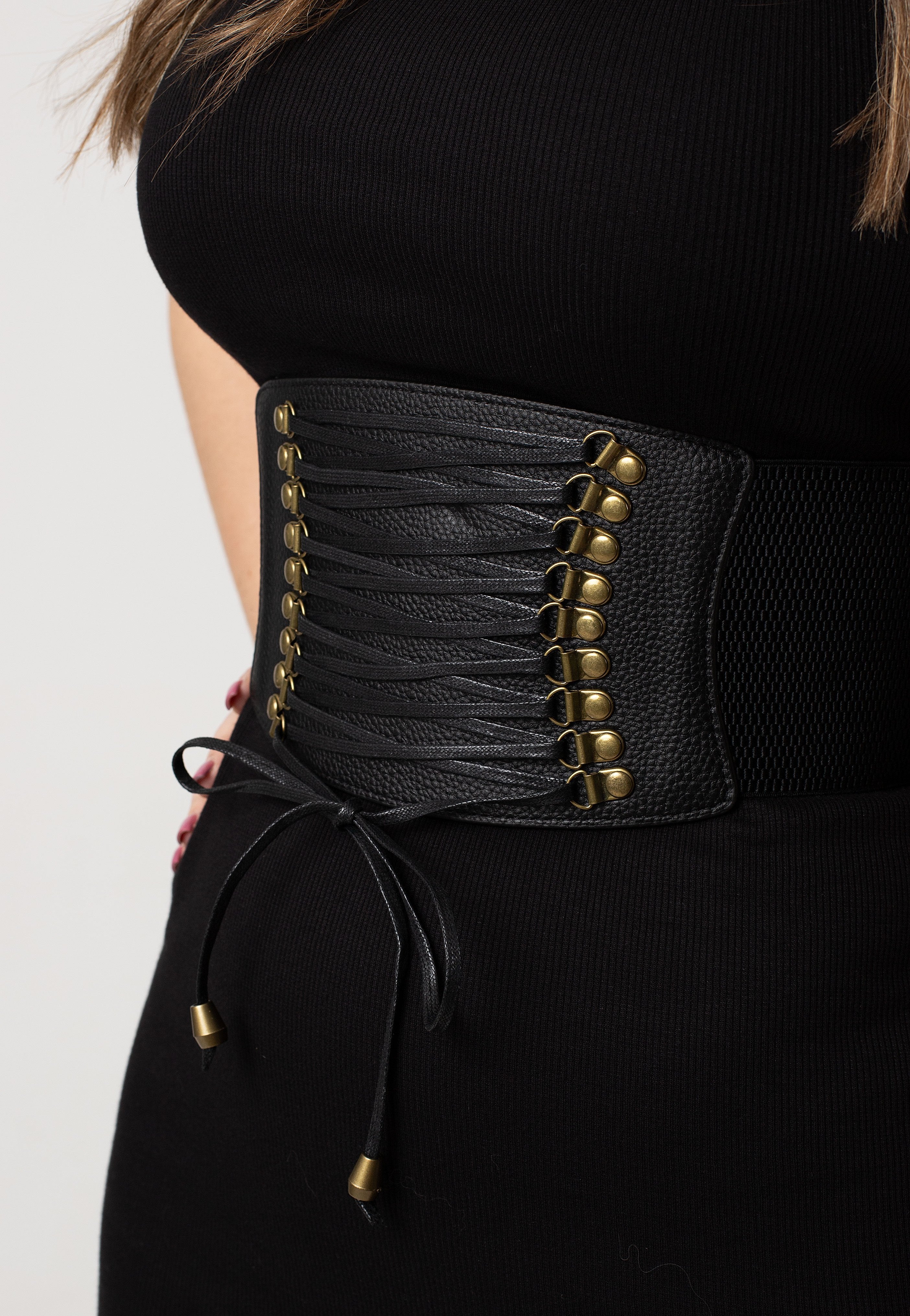 Jawbreaker - Faux Leather Black Lace Up Black - Belt
