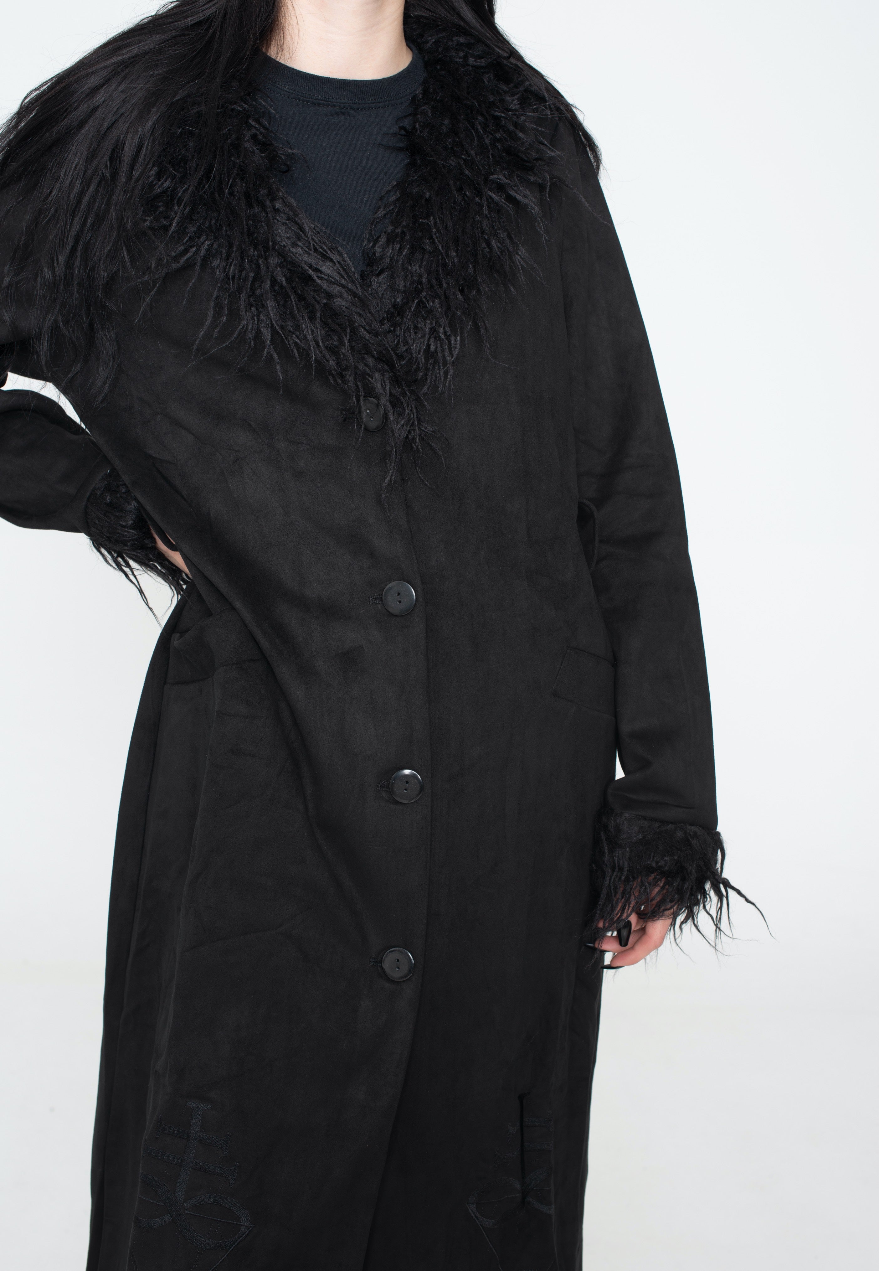 Jawbreaker - Spirited Embroidered Maxi Suede Black - Jacket