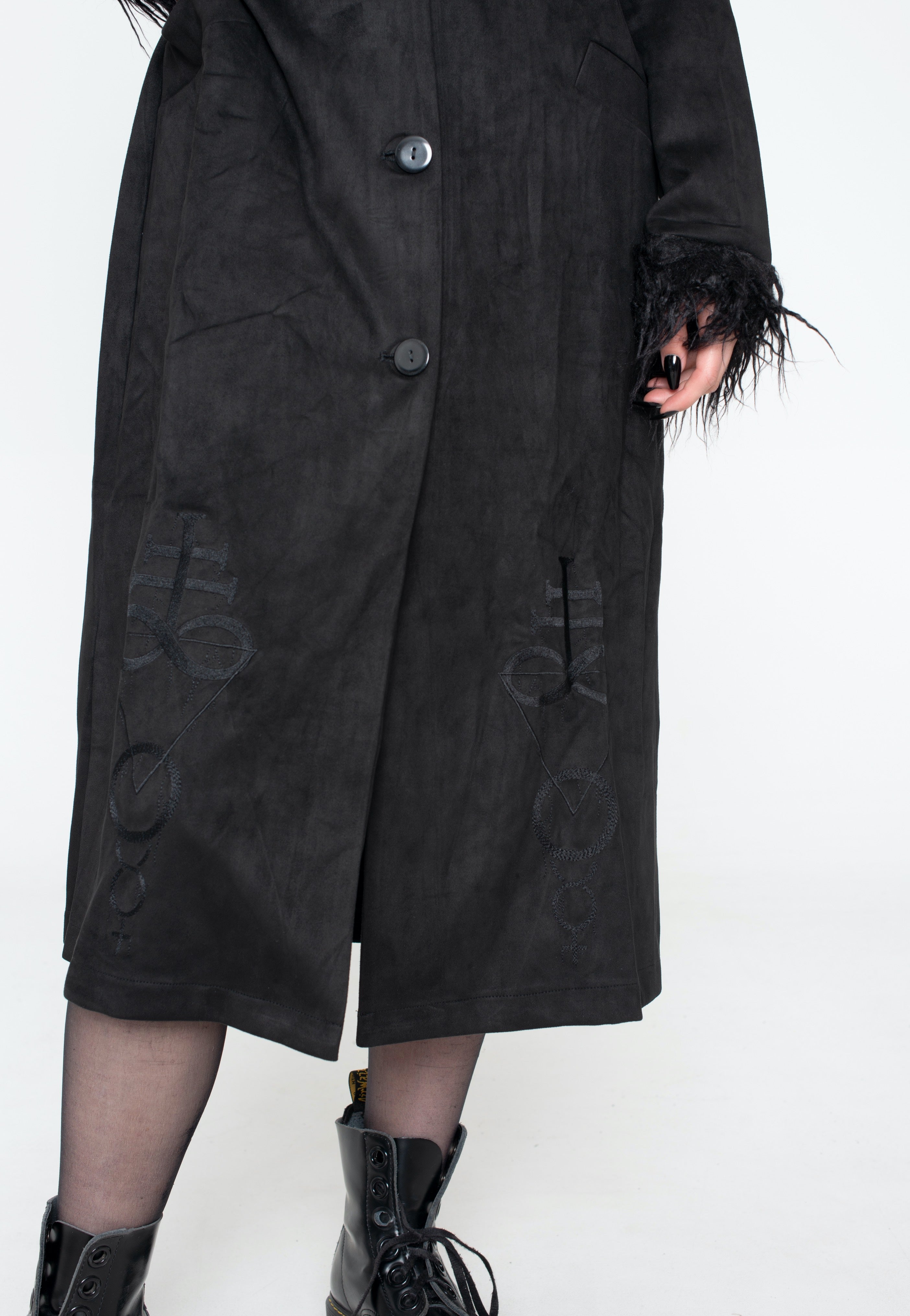 Jawbreaker - Spirited Embroidered Maxi Suede Black - Jacket