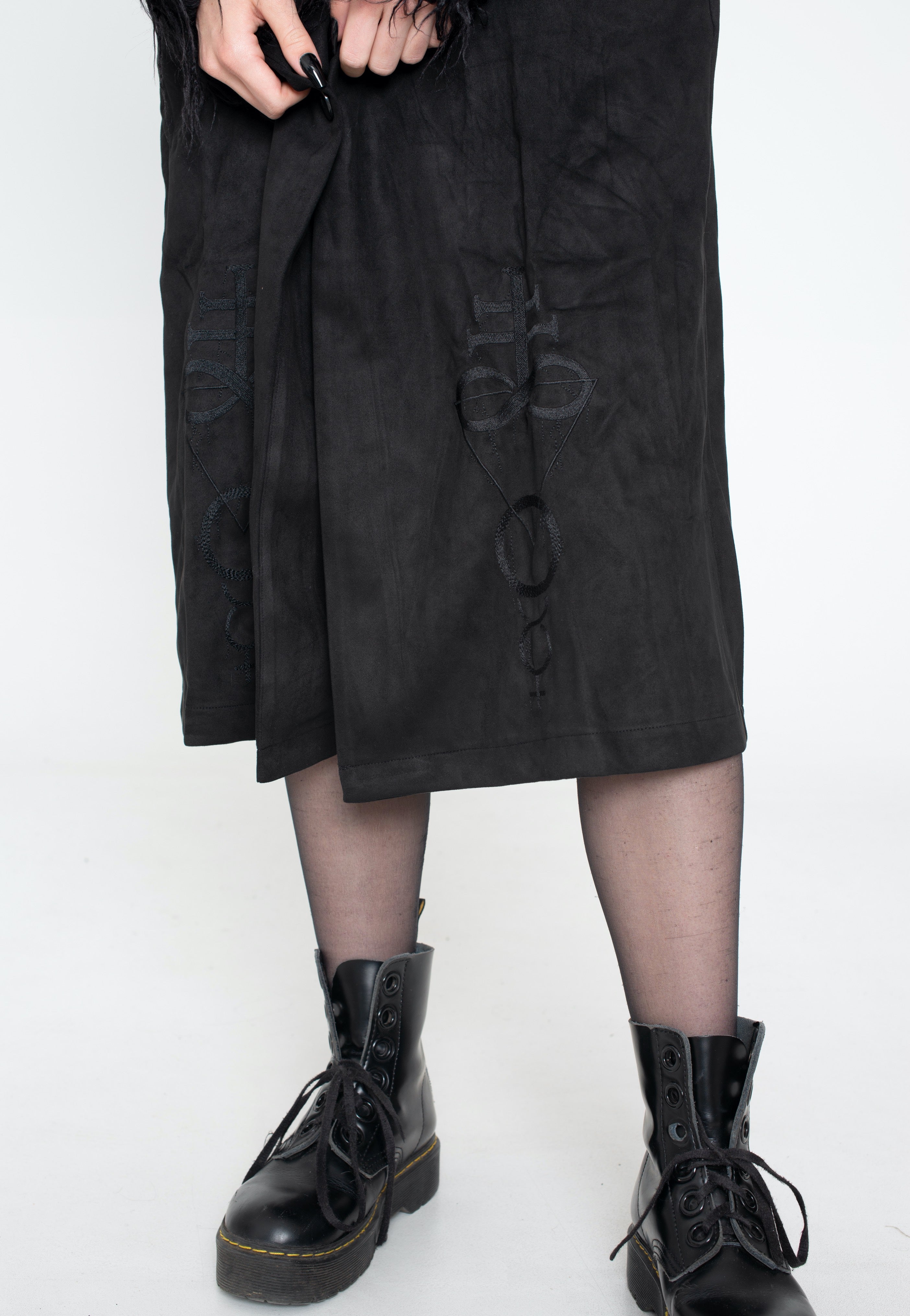 Jawbreaker - Spirited Embroidered Maxi Suede Black - Jacket | Women-Image