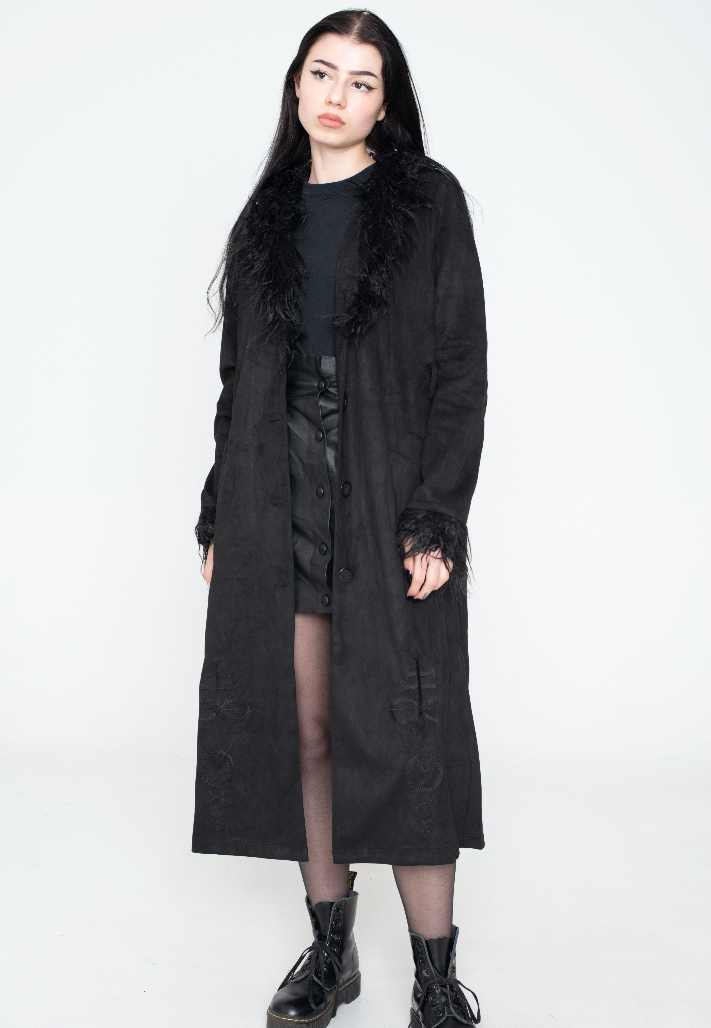 Jawbreaker - Spirited Embroidered Maxi Suede Black - Jacket | Women-Image