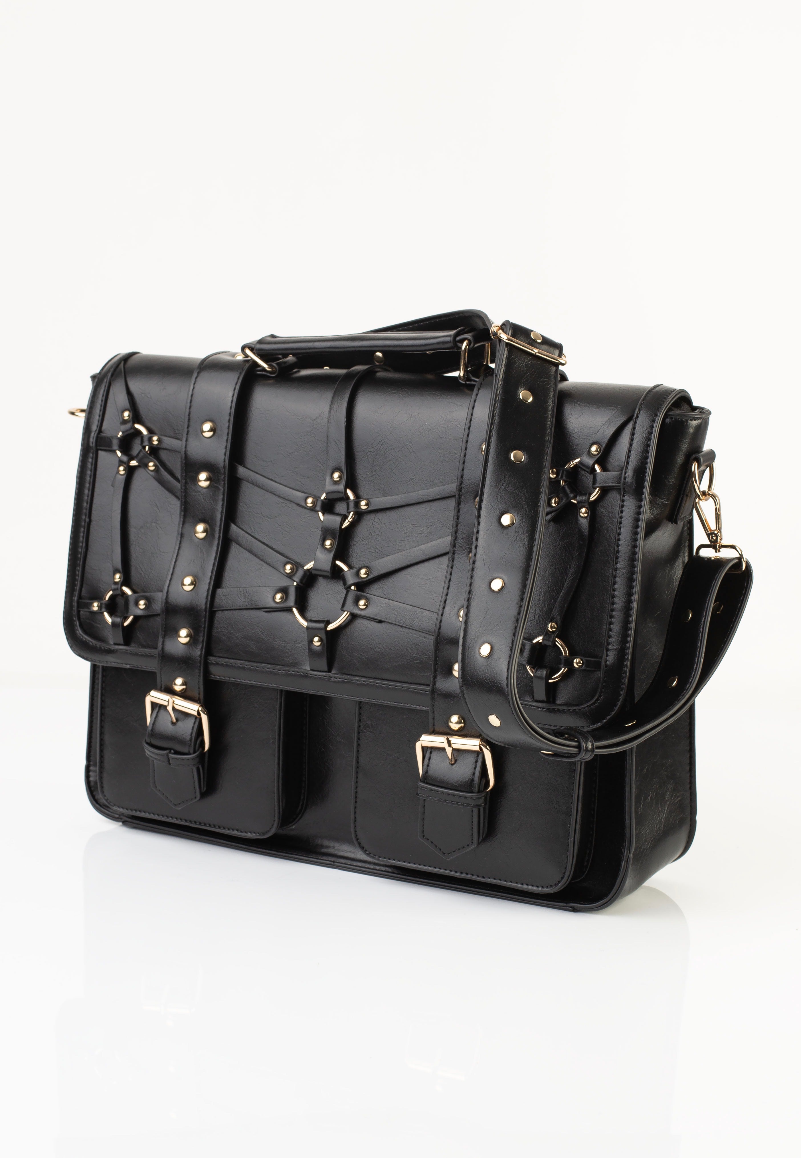Jawbreaker - Studded Steampunk Postman Black - Bag | Neutral-Image