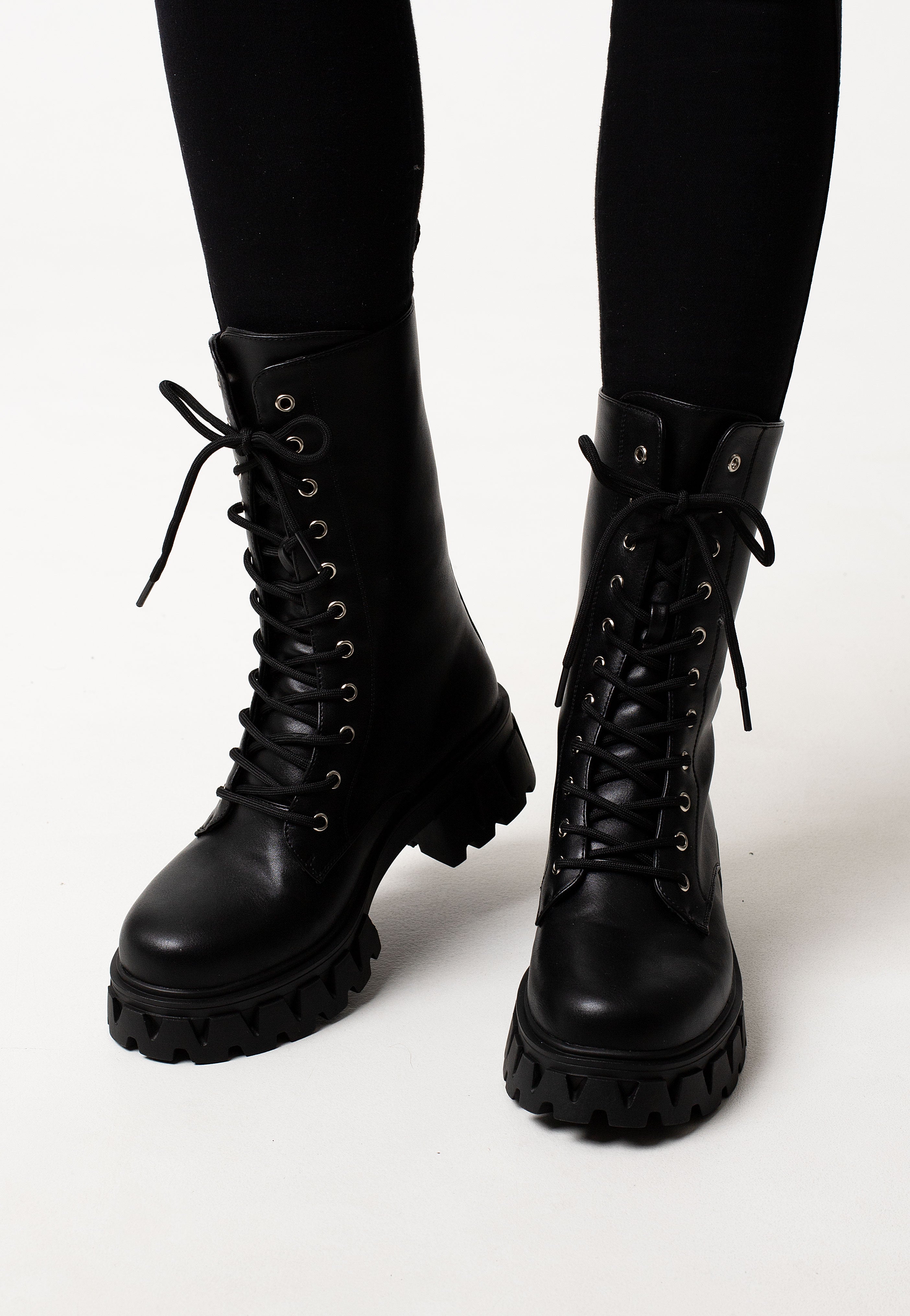 Koi Footwear - Siren Tall Lace Up Black - Girl Shoes