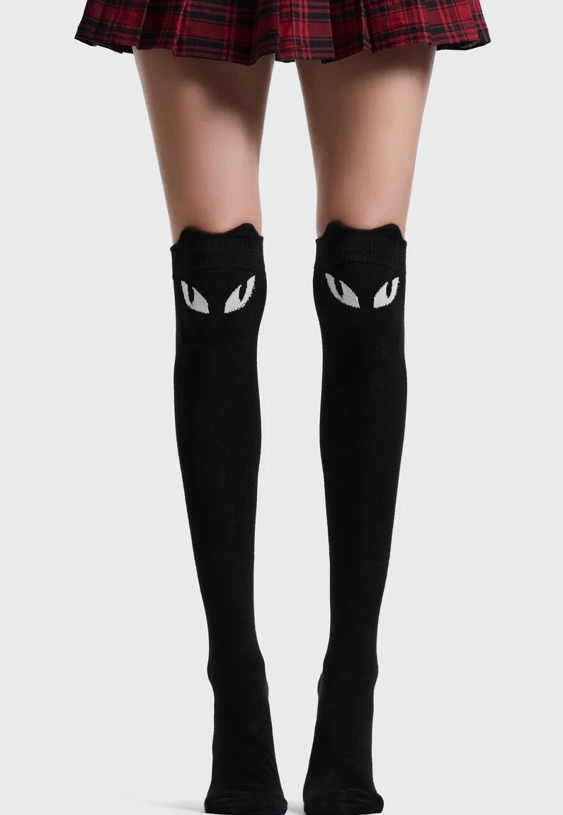 Killstar Keiko Kitty Knee High Multi Socken