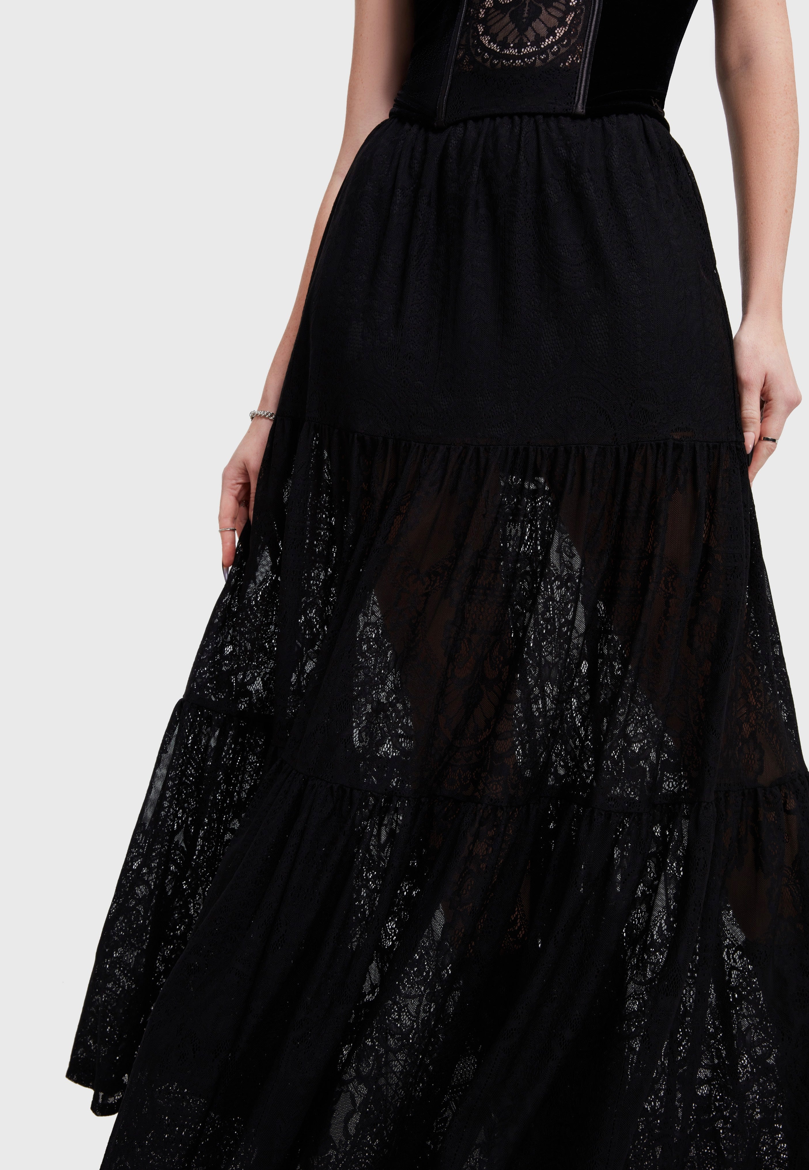 Killstar - Kiss Of Night Maxi Black - Skirt | Women-Image