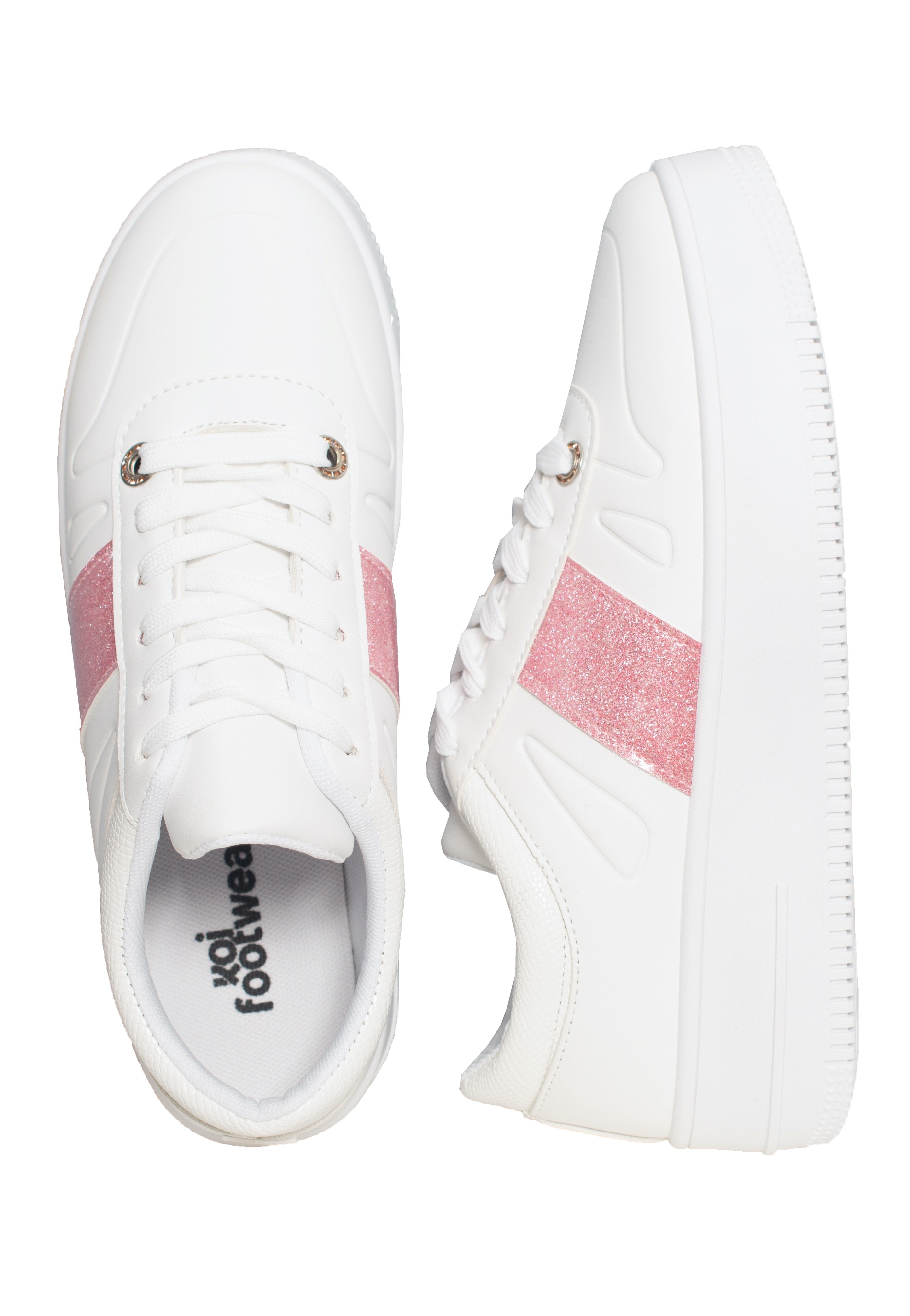 Koi Footwear - Eternia Pink Stripe Platform White - Girl Shoes | Women-Image