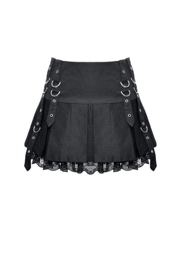 Dark In Love - Punk Metal Pleated Mini - Skirt