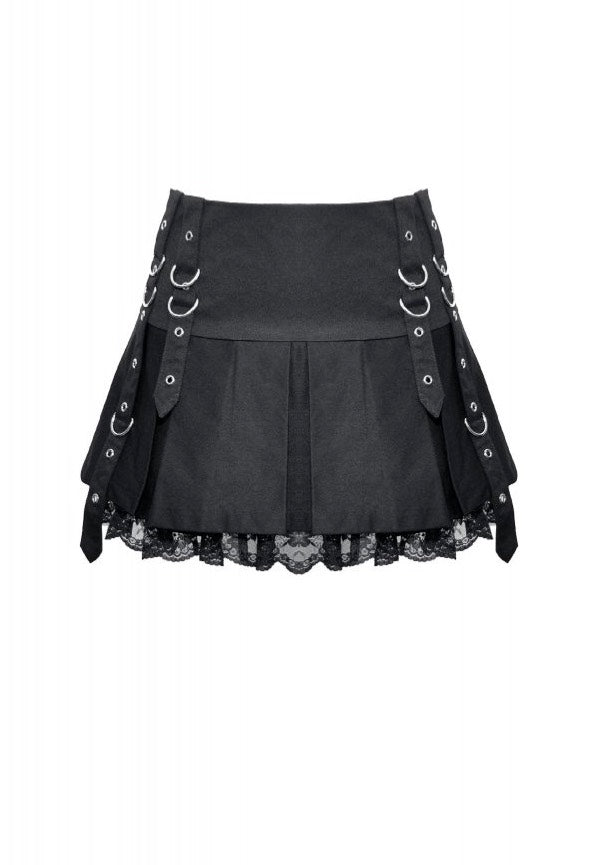 Dark In Love - Punk Metal Pleated Mini - Skirt