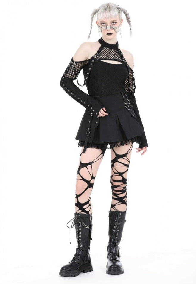 Dark In Love - Punk Metal Pleated Mini - Skirt