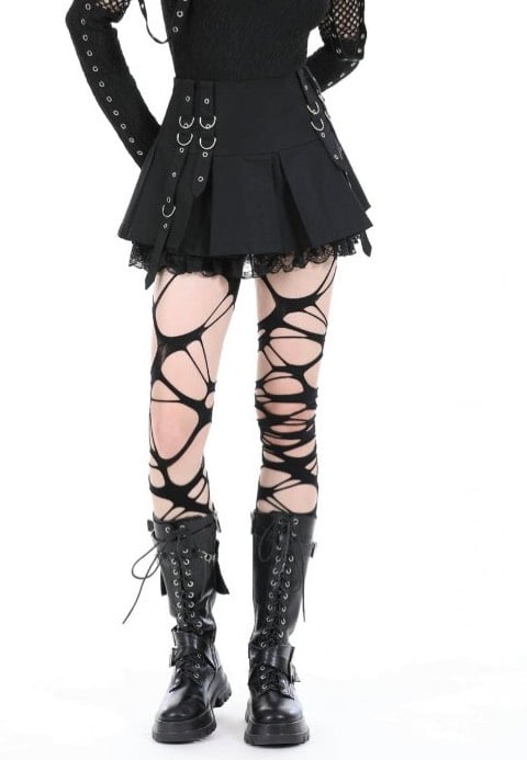Dark In Love - Punk Metal Pleated Mini - Skirt