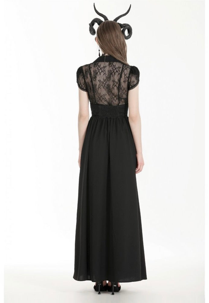 Dark In Love - Gothic Heart Embroidered Black Maxi - Skirt | Women-Image
