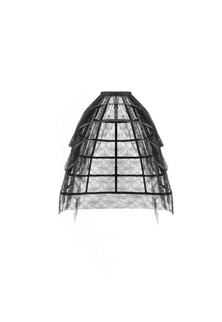 Dark In Love - Rococo Style Spiderweb Tattered Birdcage Petticoat Long - Skirt | Women-Image