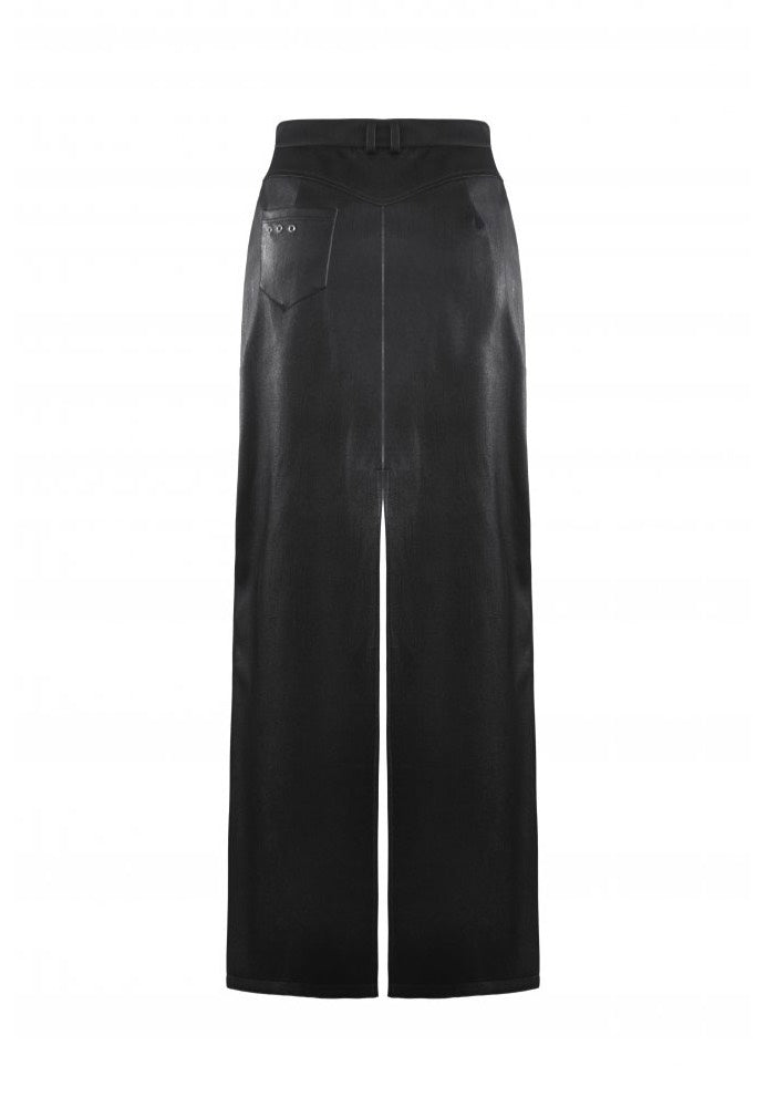 Dark In Love - Punk Black Leather Bodycon Split - Skirt | Women-Image