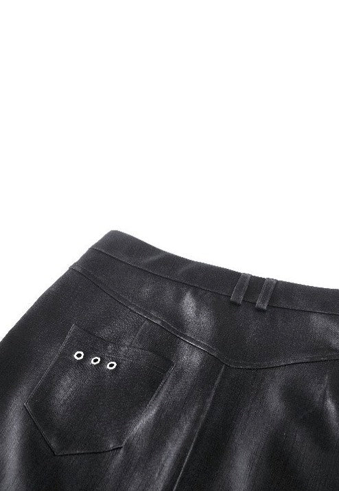 Dark In Love - Punk Black Leather Bodycon Split - Skirt | Women-Image