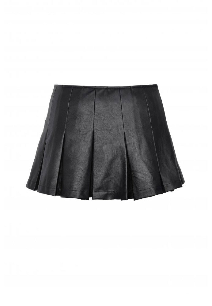 Dark In Love - Punk Sassy Girl Black PU Leather Low-Waisted - Skirt | Women-Image