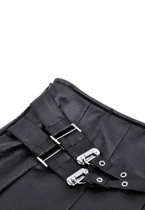 Dark In Love - Punk Sassy Girl Black PU Leather Low-Waisted - Skirt | Women-Image
