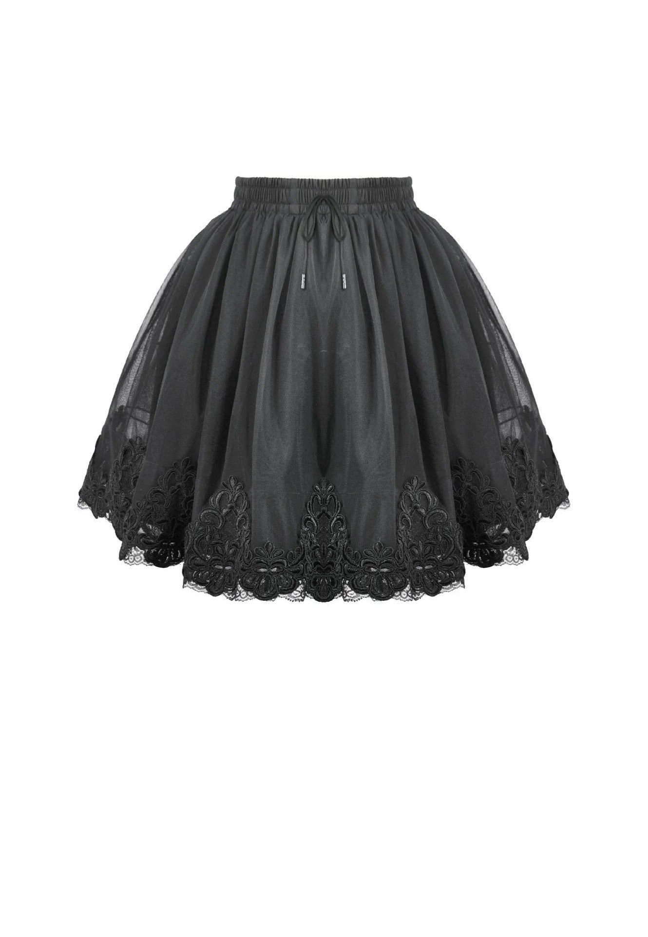 Dark In Love - Black All-Match Shadow Rose Embroidered Petticoat - Skirt | Women-Image