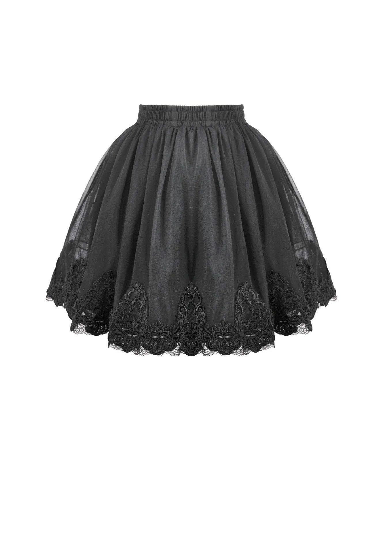 Dark In Love - Black All-Match Shadow Rose Embroidered Petticoat - Skirt | Women-Image