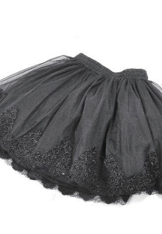Dark In Love - Black All-Match Shadow Rose Embroidered Petticoat - Skirt | Women-Image
