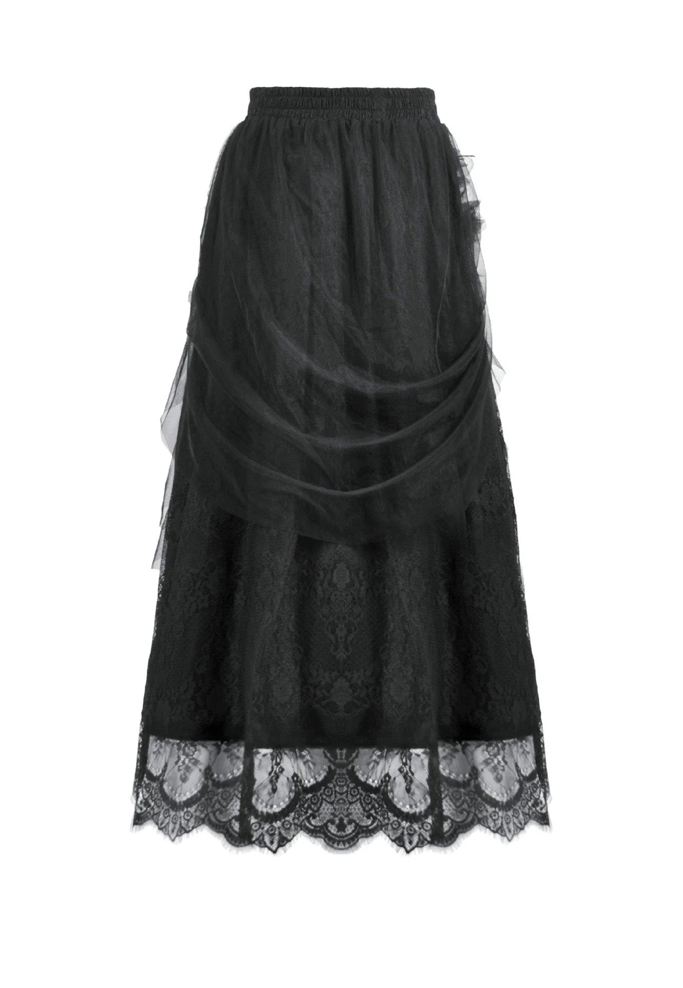 Dark In Love - Gothic Court Floral Pleated Tulle - Skirt | Women-Image