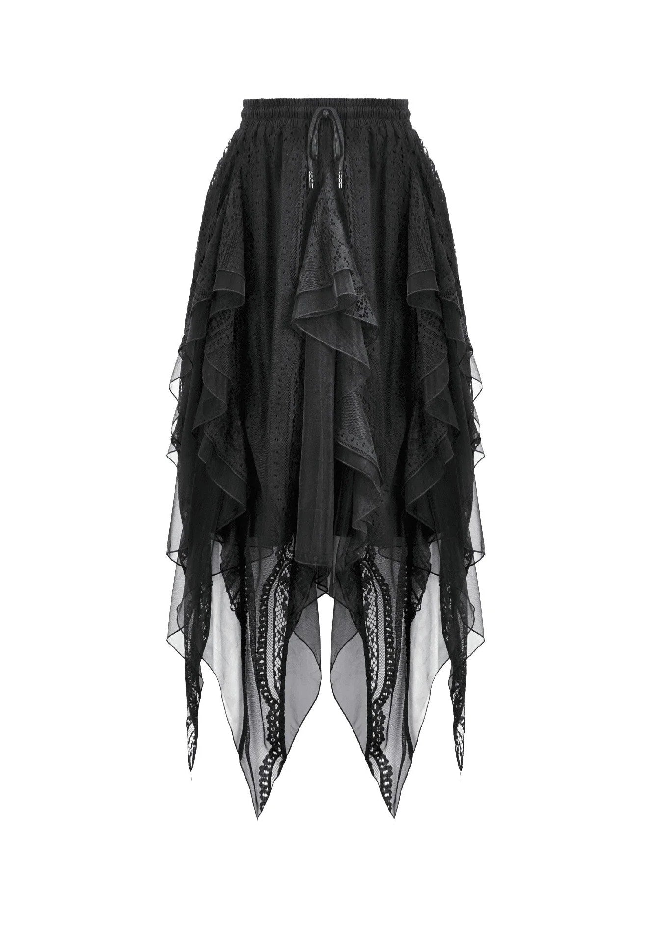 Dark In Love Gothic Shadow Mist Layered Mesh Long Minifalda