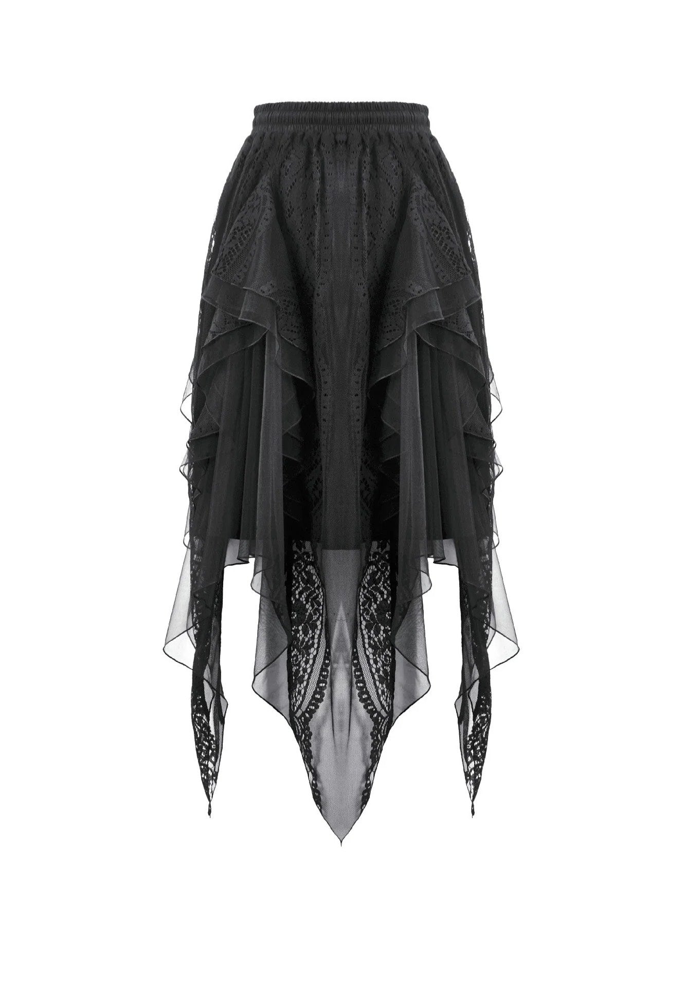 Dark In Love Gothic Shadow Mist Layered Mesh Long Minifalda