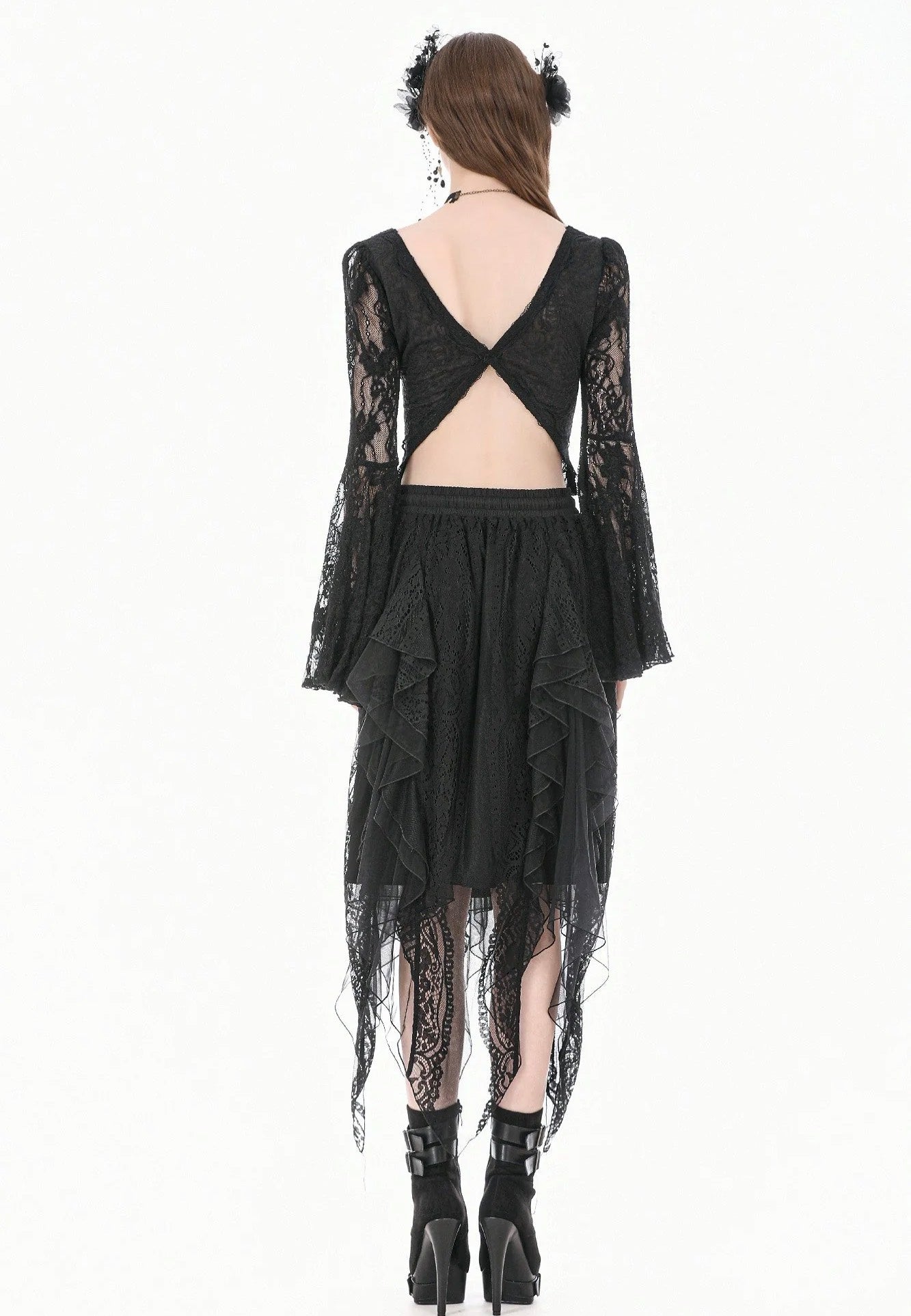 Dark In Love Gothic Shadow Mist Layered Mesh Long Minifalda