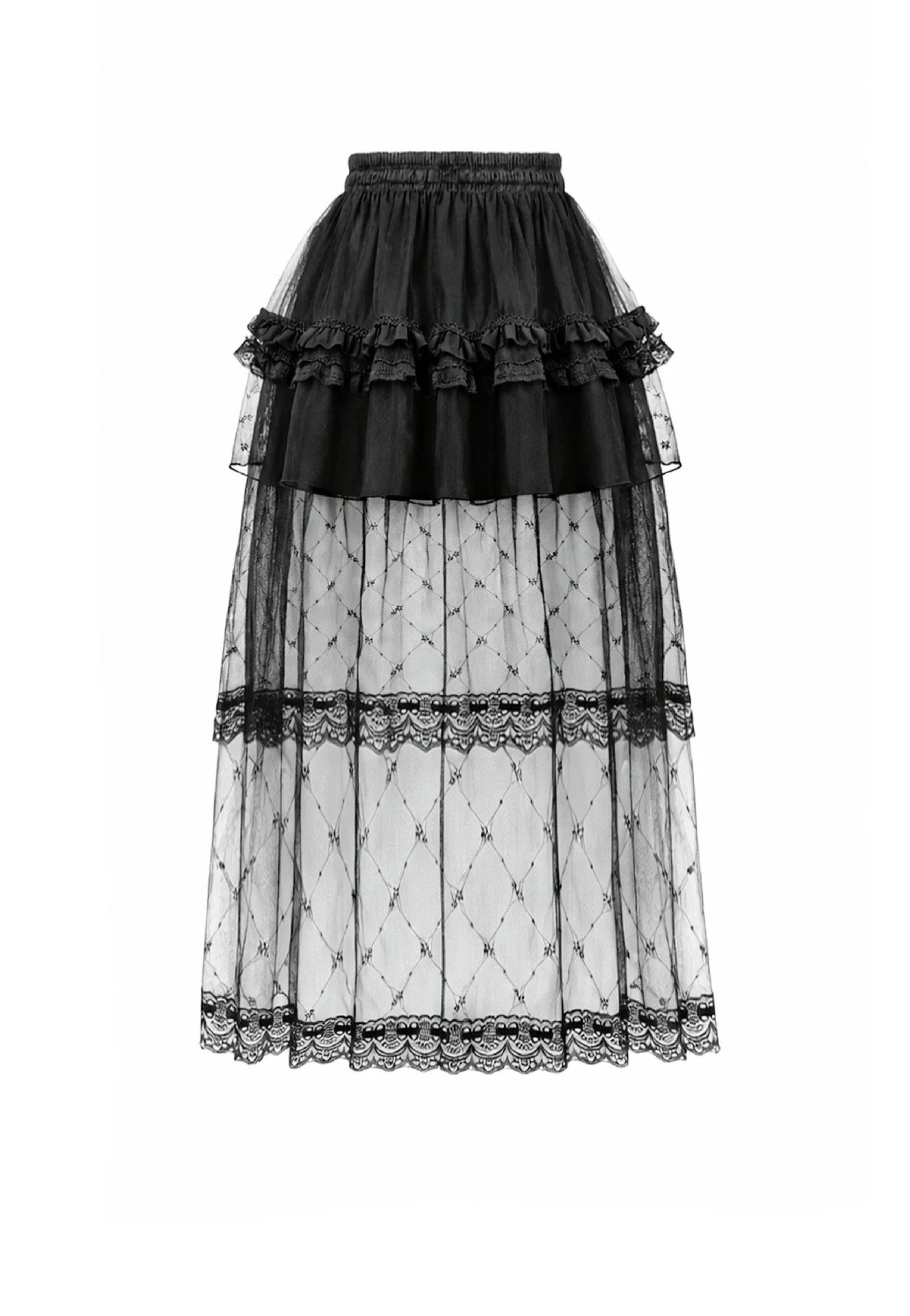 Dark In Love Goth Lolita Diamond Lace Patchwork Layered Tutu Rock