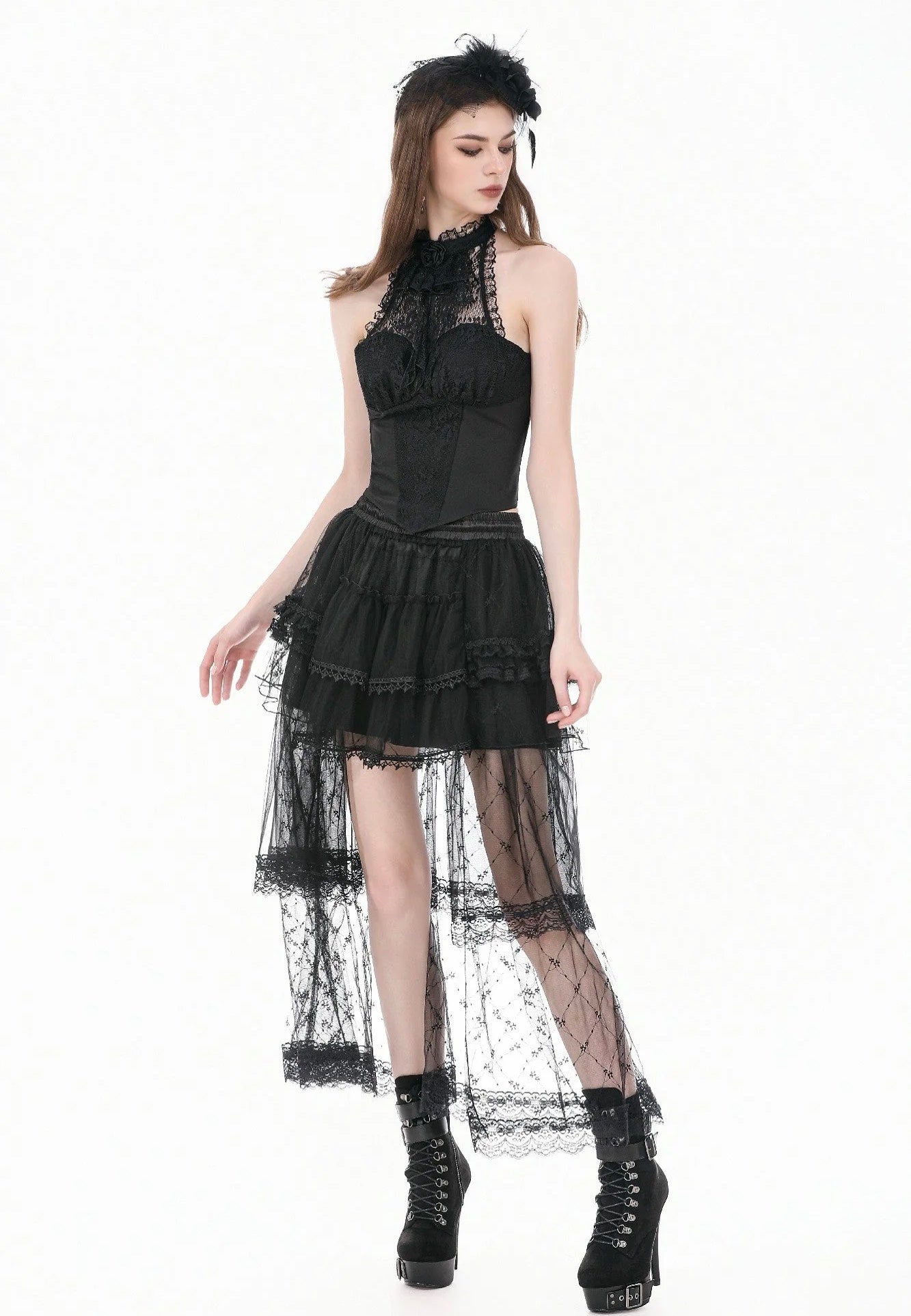 Dark In Love Goth Lolita Diamond Lace Patchwork Layered Tutu Rock