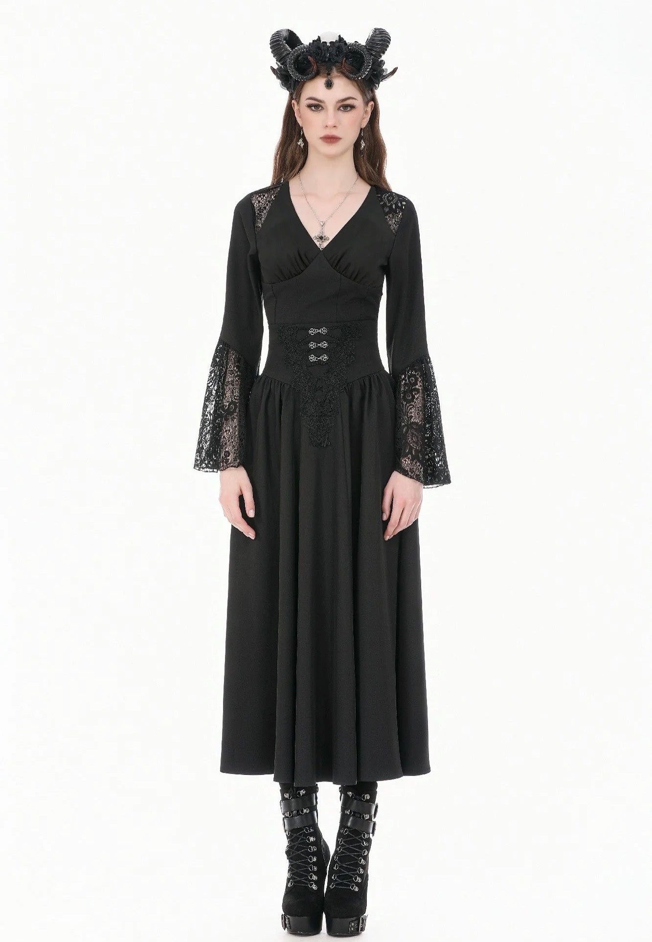 Dark In Love Gothic High Waist Hollow Embroidery Minifalda