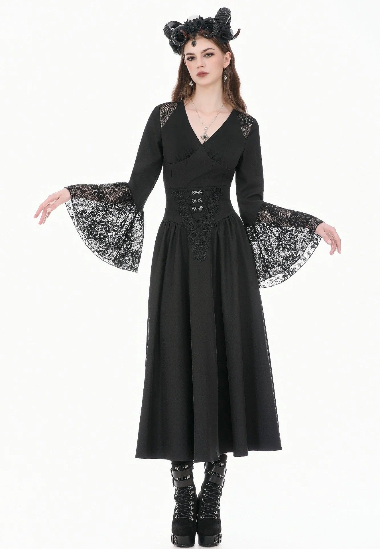 Dark In Love Gothic High Waist Hollow Embroidery Minifalda