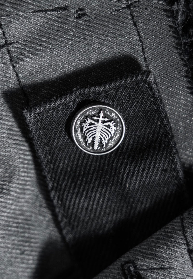 Stay Cold Apparel - Ash Grid Distressed Black - Jeans Jacket | Men-Image