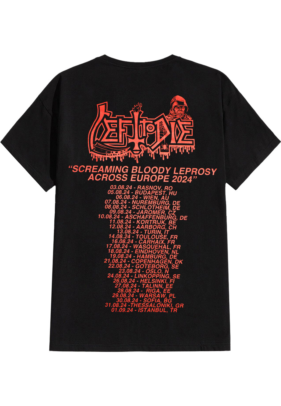 Left To Die - Screaming Bloody Leprosy Across Europe 2024 - T-Shirt | Neutral-Image