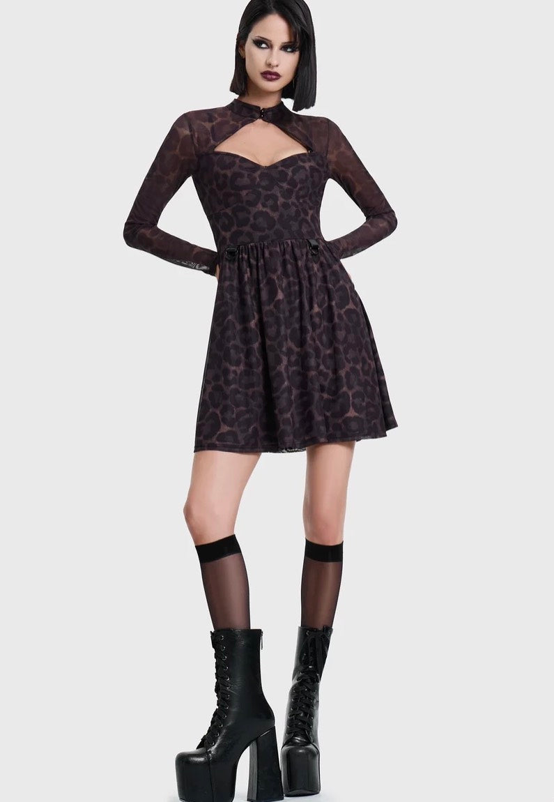 Killstar Leopard Mini Brown Robe