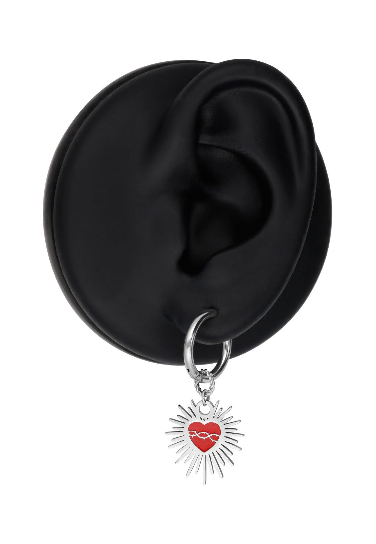 Wildcat - Enamel Sacred Heart Barbed Wire Silver - Earrings | Neutral-Image