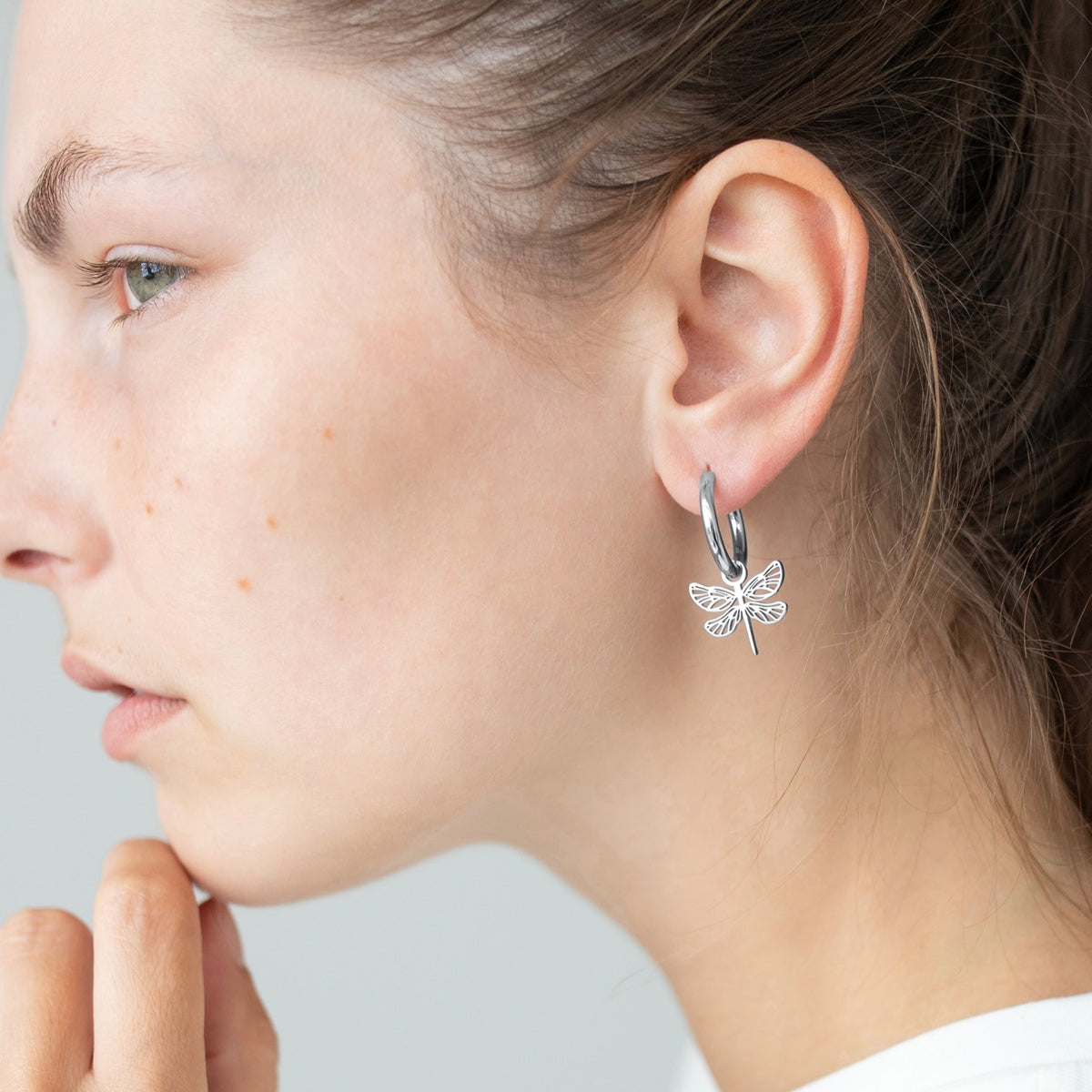 Wildcat Little Dragonfly Hoops (Pair) Silver Earrings