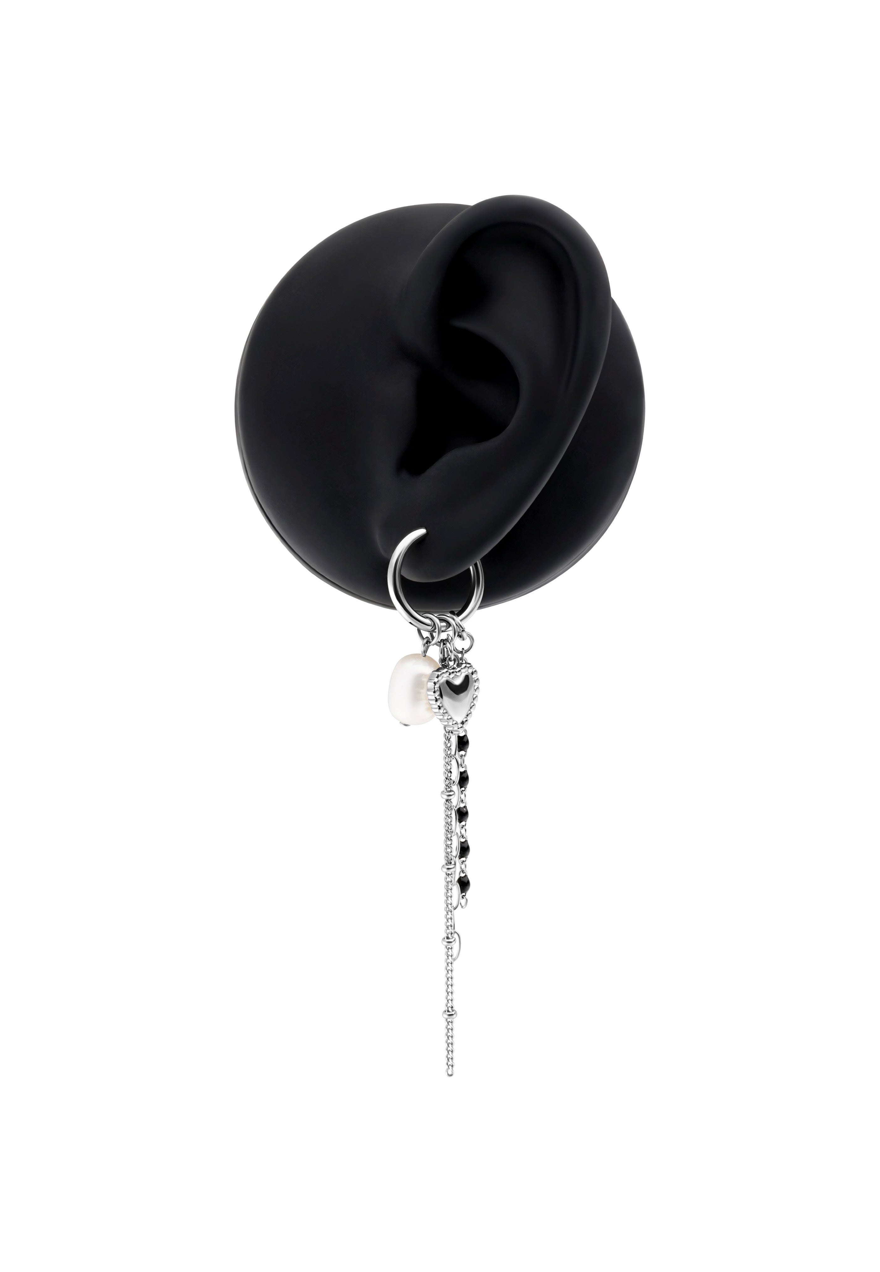 Wildcat - Bubble Heart Hoops With Pearl Silver - Earrings | Neutral-Image